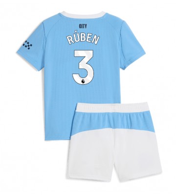 Manchester City Ruben Dias #3 Hjemmebanetrøje Børn 2025-26 Kortærmet (+ Korte bukser)